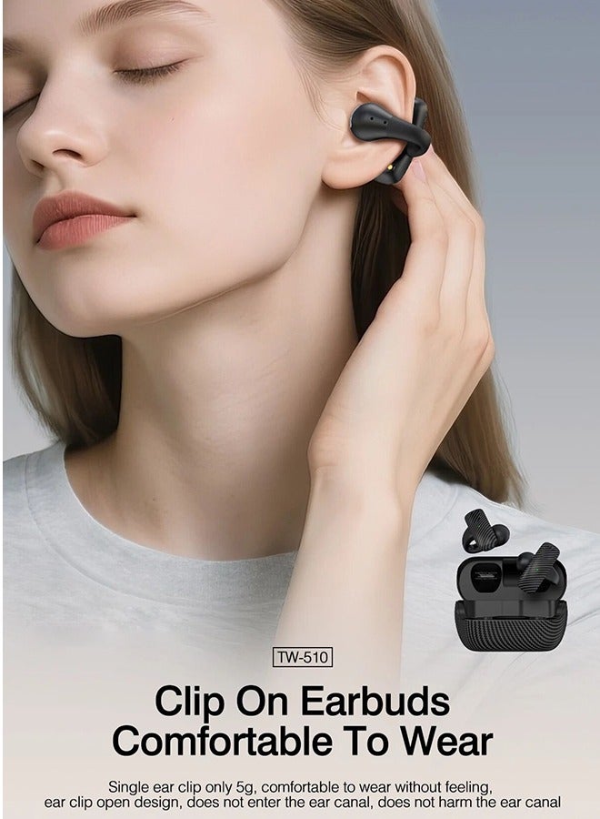 Beige TWS Clip On Wireless Earphones Clip on ear wearing method,comfortable without damaging the earsStronger performance, HiFi high-definition sound quality, delicate vocals, deeper bass, and richer audio details - Image 3